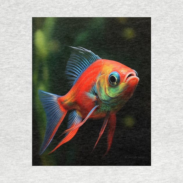 Stunning Hyperrealistic Oil Painting of Cardinal Tetras in Enchanting Aquarium by ABART BY ALEXST 